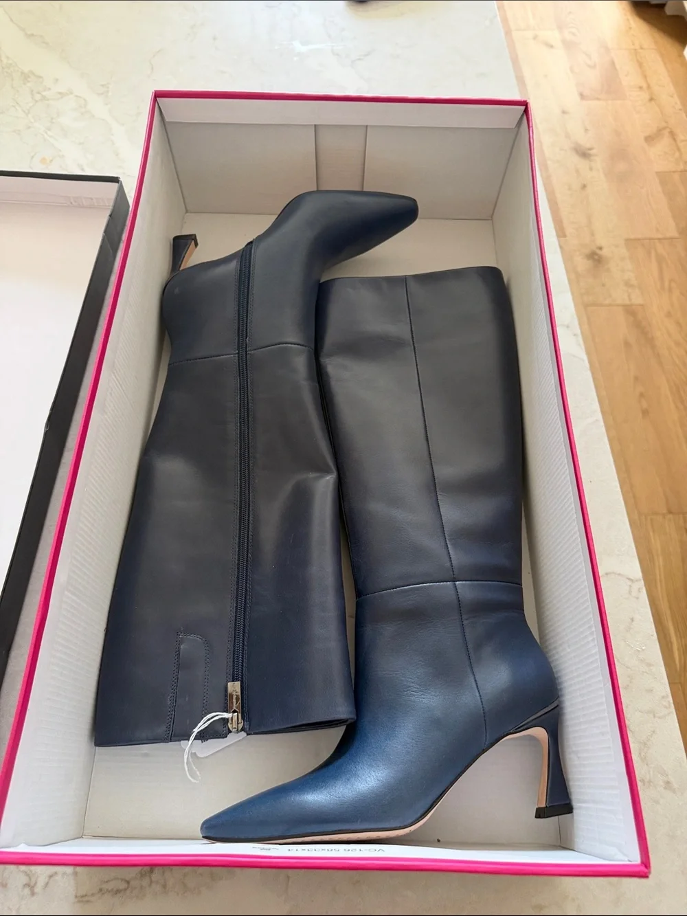 Vince Camuto Navy Leather  Pointed-Toe Boot